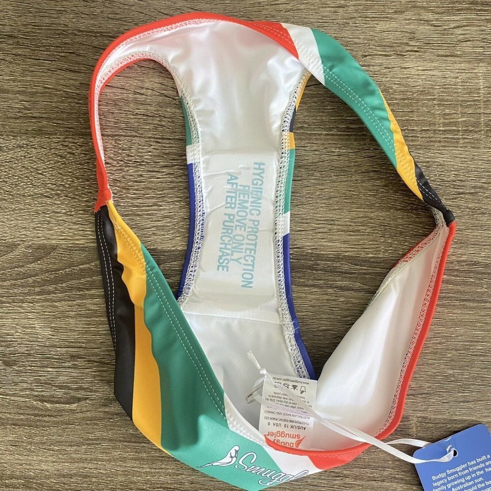 NEW Budgy Smugglers Bikini Bottom Smugglettes South Africa Flag Swim Size 8 - Picture 5 of 9